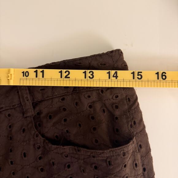 Vintage Talbots Chocolate Brown Eyelet Embroidered Cropped Pants Women 8 Fall - Picture 7 of 8